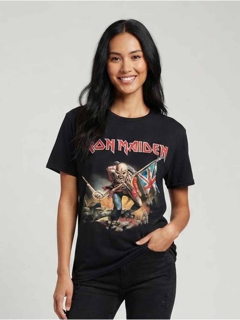 IRON MAIDEN Graphic Band Tee M 19.5” p2p Black EUC